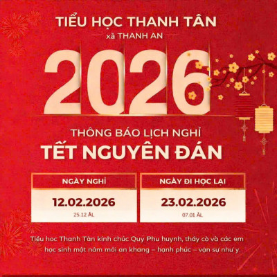 Thông báo lịch nghỉ Tết Nguyên đán Bính Ngọ năm 2026