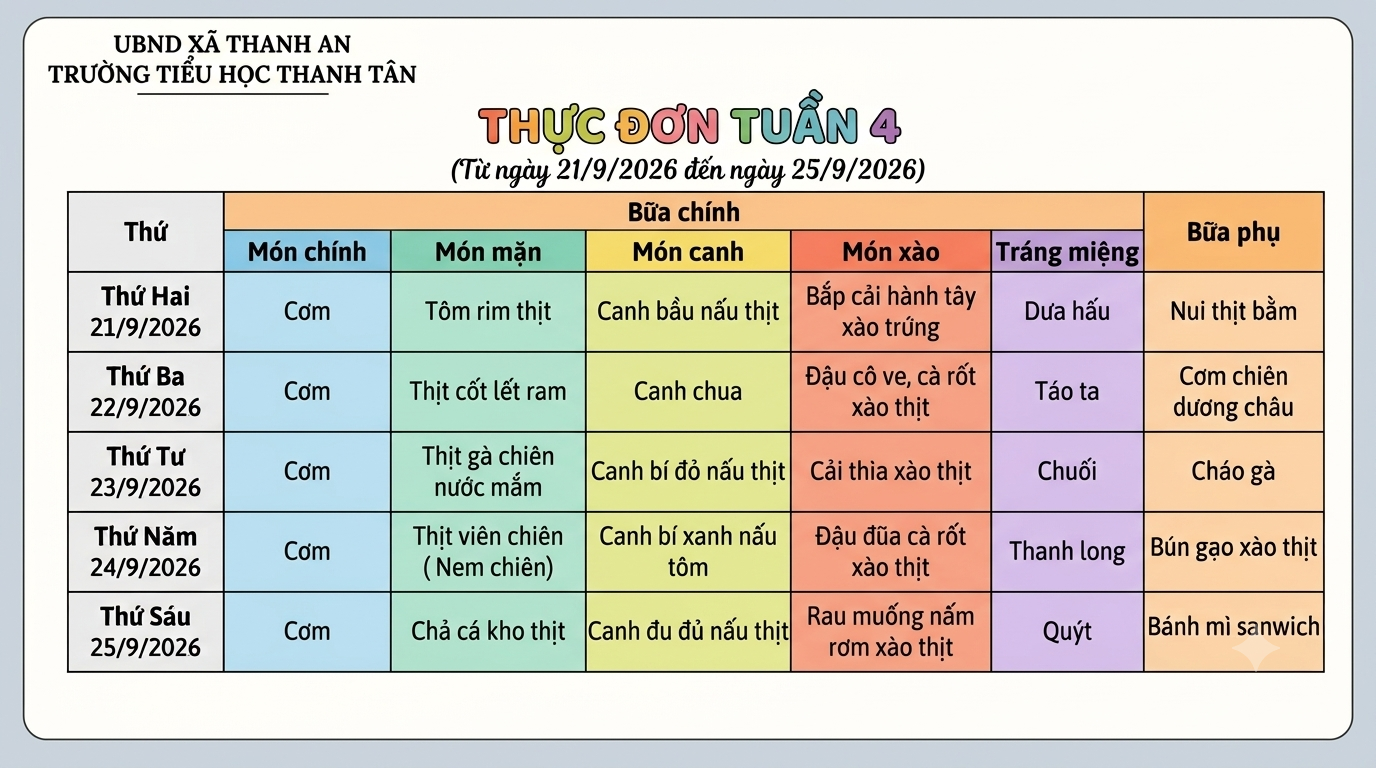 Thực đơn tuần 4
